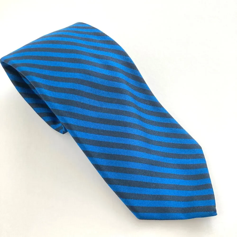 Brooks Basics 100% Silk Blue Navy Stripe Repp Tie Regimental Preppy Office Gift
